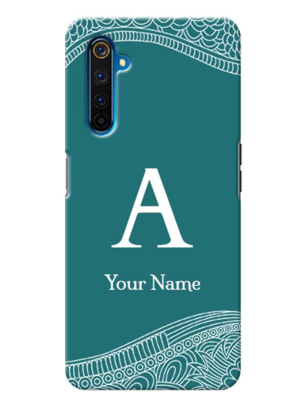 Custom Realme 6 Pro Mobile Back Covers: line art pattern with custom name Design