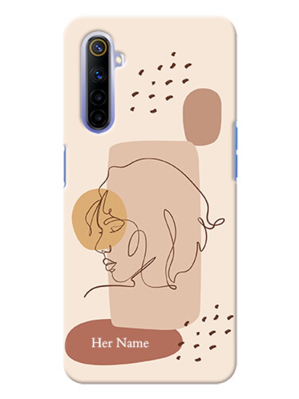 Custom Realme 6 Custom Phone Covers: Calm Woman line art Design