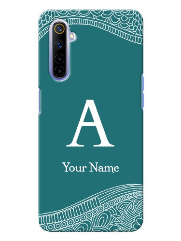 Custom Realme 6 Mobile Back Covers: line art pattern with custom name Design
