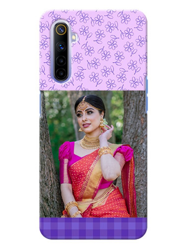 Custom Realme 6i Mobile Cases: Purple Floral Design