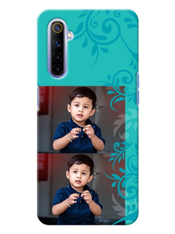 Custom Realme 6i Mobile Cases with Photo and Green Floral Design 