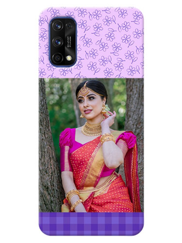 Custom Realme 7 Pro Mobile Cases: Purple Floral Design