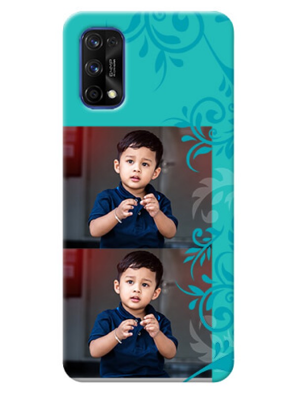 Custom Realme 7 Pro Mobile Cases with Photo and Green Floral Design 