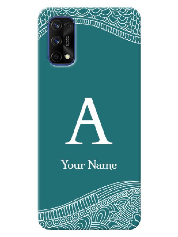 Custom Realme 7 Pro Mobile Back Covers: line art pattern with custom name Design