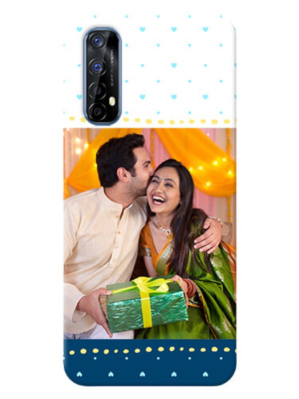 Custom Realme 7 Phone Covers: White and Blue Abstract Design