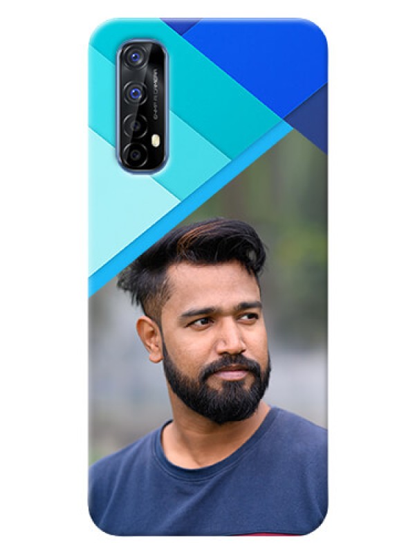 Custom Realme 7 Phone Cases Online: Blue Abstract Cover Design