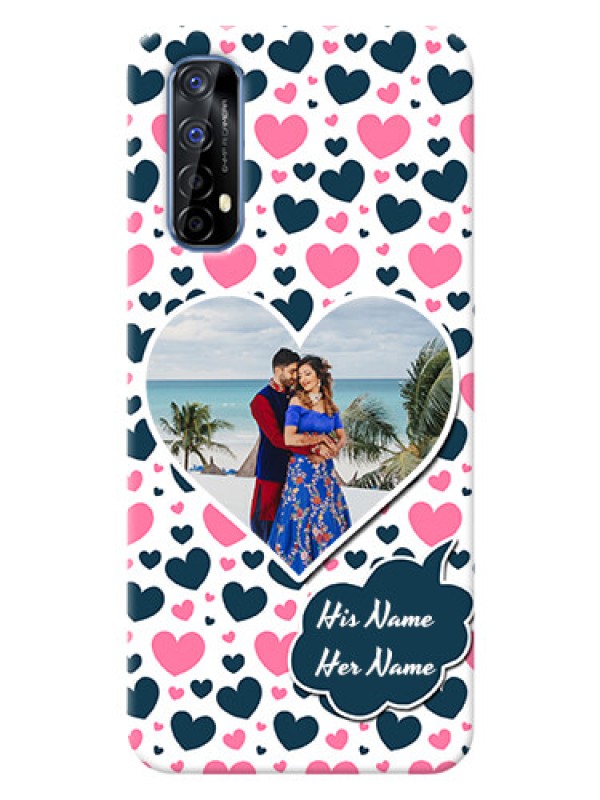 Custom Realme 7 Mobile Covers Online: Pink & Blue Heart Design