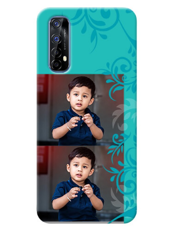 Custom Realme 7 Mobile Cases with Photo and Green Floral Design 
