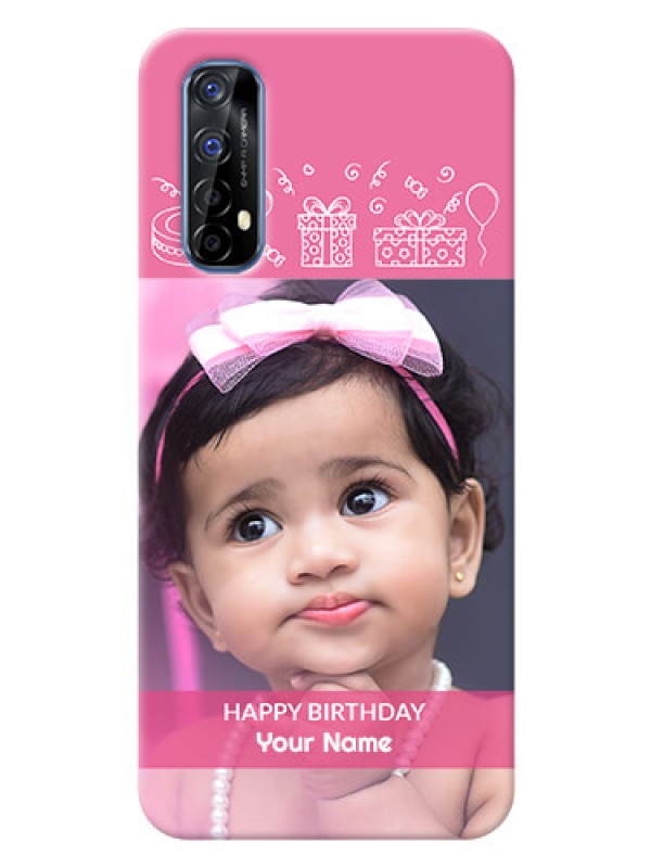 Custom Realme 7 Custom Mobile Cover with Birthday Line Art Design