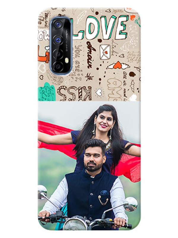 Custom Realme 7 Personalised mobile covers: Love Doodle Pattern 