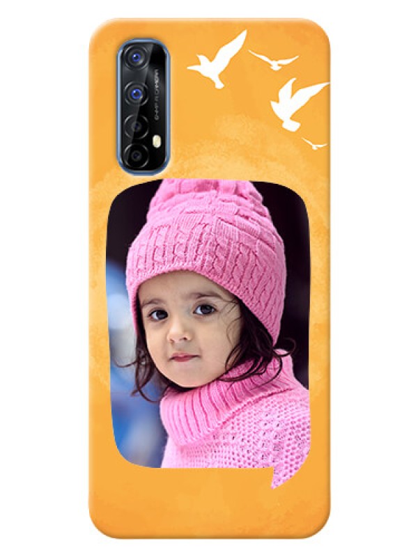 Custom Realme 7 Phone Covers: Water Color Design with Bird Icons