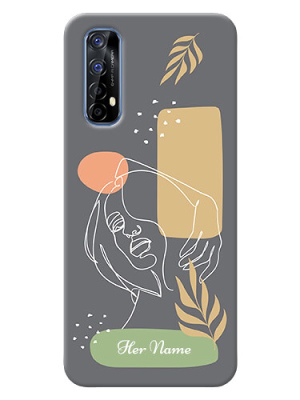 Custom Realme 7 Phone Back Covers: Gazing Woman line art Design
