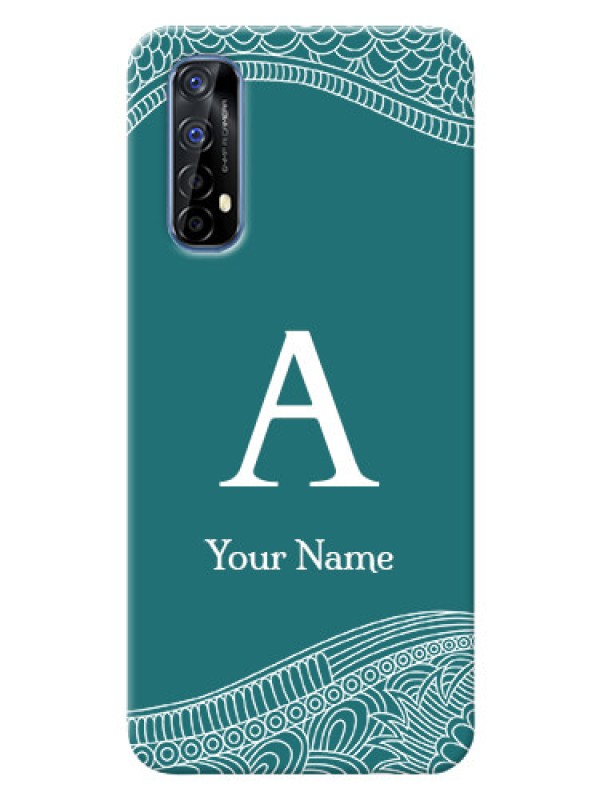 Custom Realme 7 Mobile Back Covers: line art pattern with custom name Design