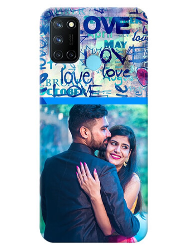Custom Realme 7i Mobile Covers Online: Colorful Love Design