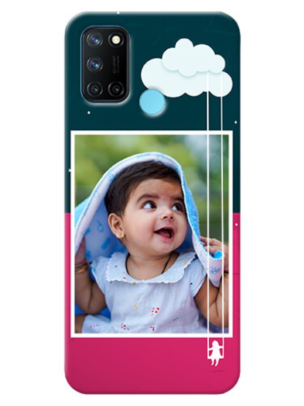 Custom Realme 7i custom phone covers: Cute Girl with Cloud Design