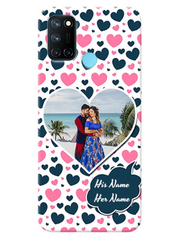 Custom Realme 7i Mobile Covers Online: Pink & Blue Heart Design
