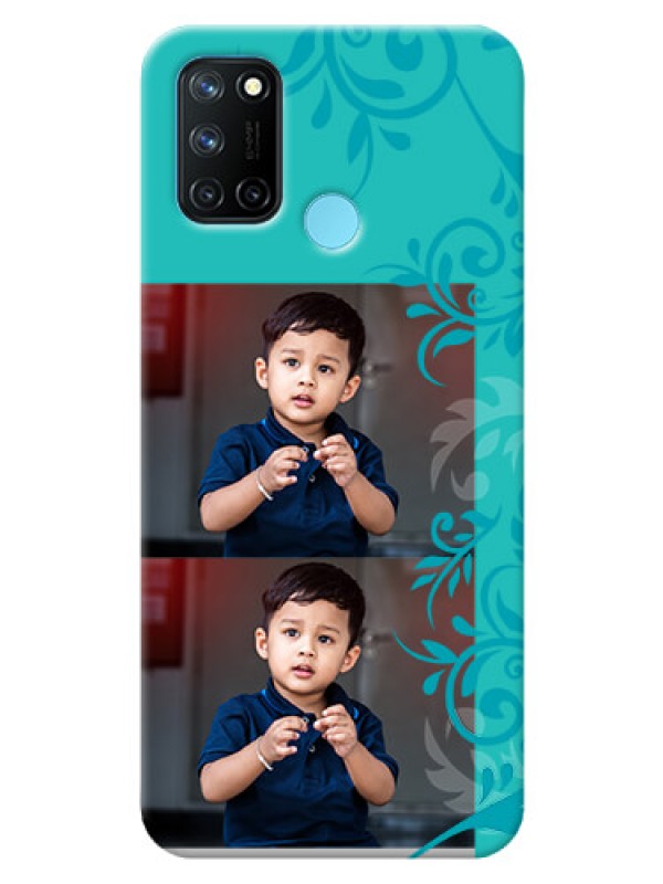 Custom Realme 7i Mobile Cases with Photo and Green Floral Design 