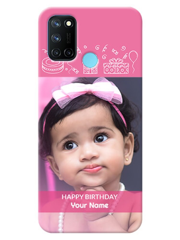 Custom Realme 7i Custom Mobile Cover with Birthday Line Art Design