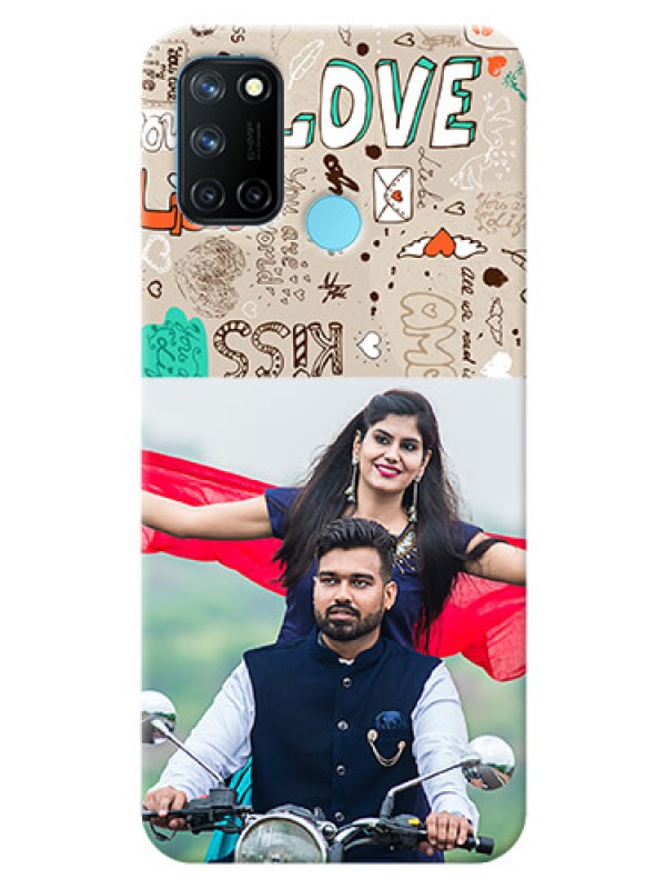 Custom Realme 7i Personalised mobile covers: Love Doodle Pattern 