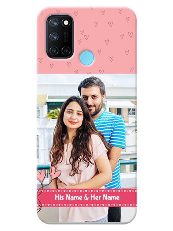 Custom Realme 7i phone back covers: Love Design Peach Color