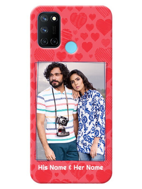 Custom Realme 7i Mobile Back Covers: with Red Heart Symbols Design
