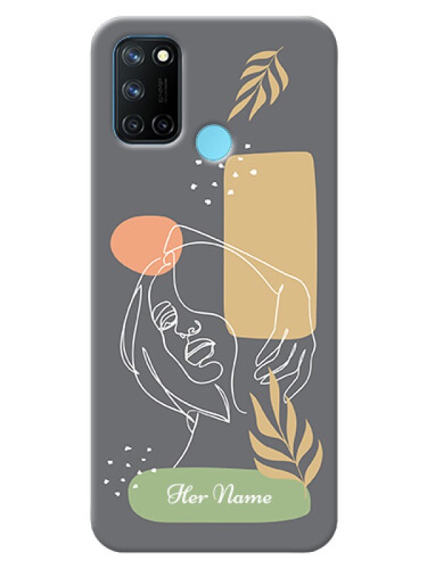 Custom Realme 7I Phone Back Covers: Gazing Woman line art Design