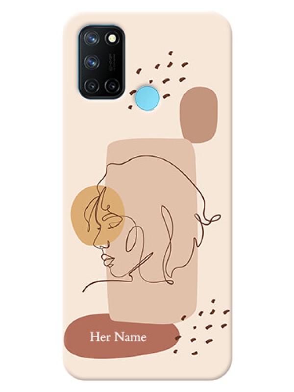 Custom Realme 7I Custom Phone Covers: Calm Woman line art Design