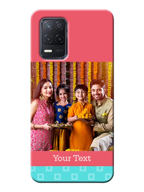 Custom Realme 8 5G Mobile Back Covers: Peach & Blue Color Design