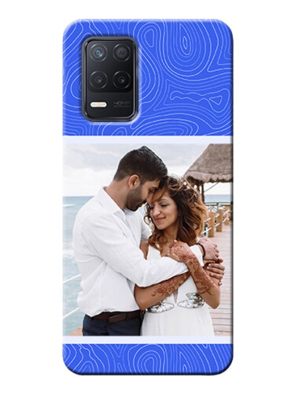Custom Realme 8 5G Mobile Back Covers: Curved line art with blue and white Design