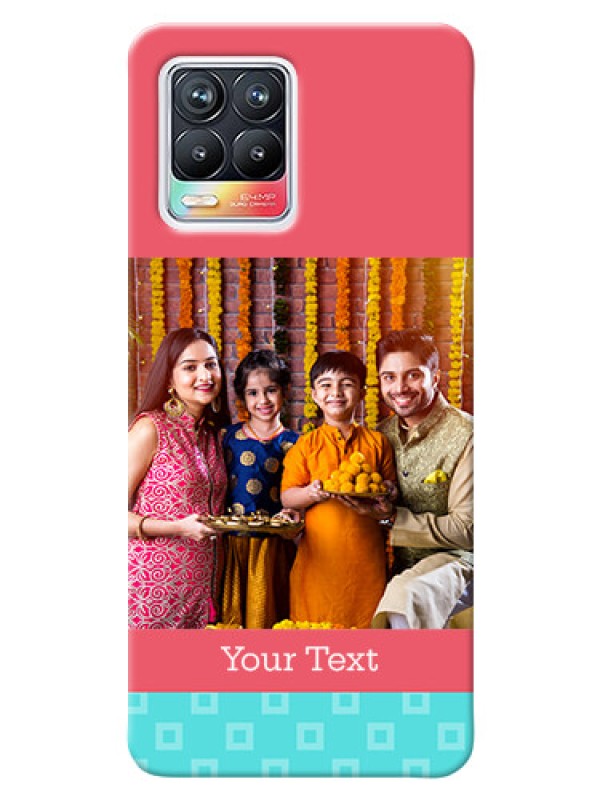 Custom Realme 8 4G Mobile Back Covers: Peach & Blue Color Design