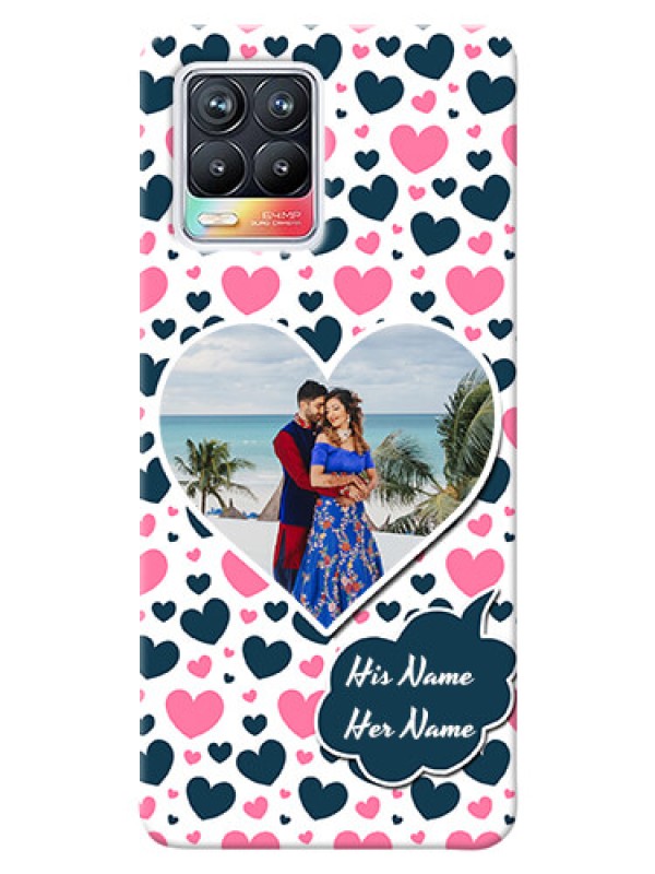 Custom Realme 8 4G Mobile Covers Online: Pink & Blue Heart Design