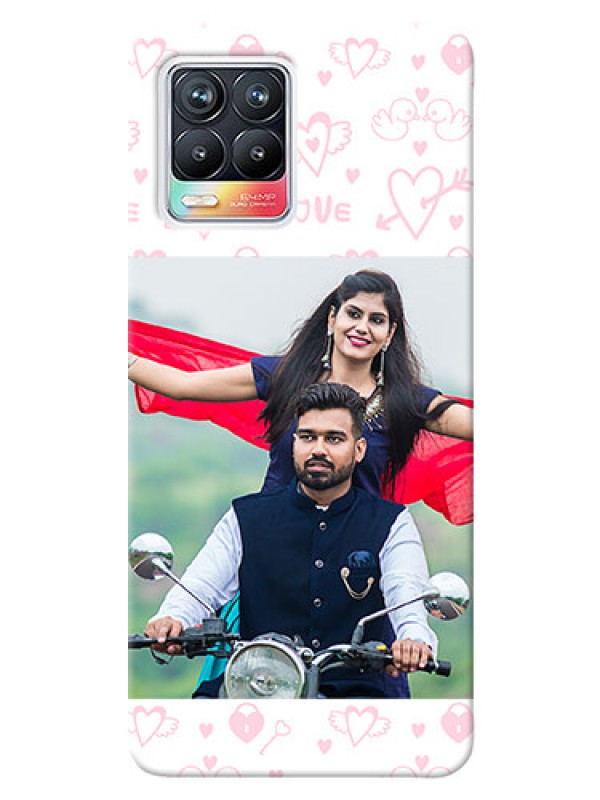 Custom Realme 8 4G personalized phone covers: Pink Flying Heart Design