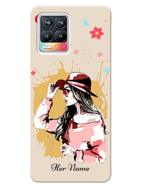 Custom Realme 8 Back Covers: Women with pink hat Design