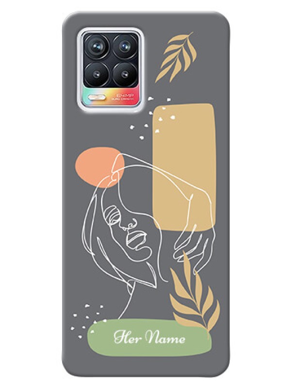 Custom Realme 8 Phone Back Covers: Gazing Woman line art Design