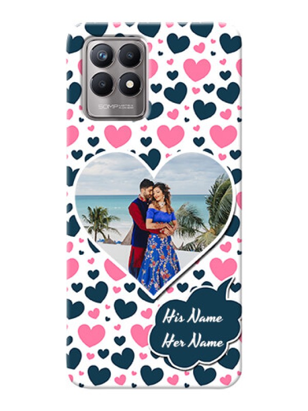 Custom Realme 8i Mobile Covers Online: Pink & Blue Heart Design