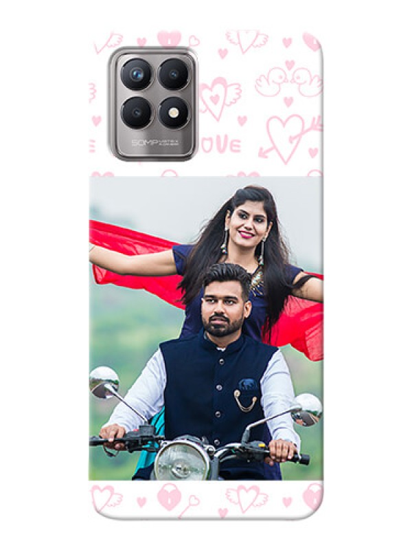 Custom Realme 8i personalized phone covers: Pink Flying Heart Design