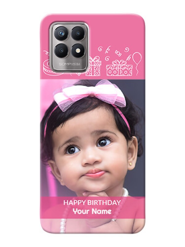 Custom Realme 8i Custom Mobile Cover with Birthday Line Art Design