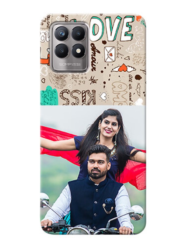 Custom Realme 8i Personalised mobile covers: Love Doodle Pattern 