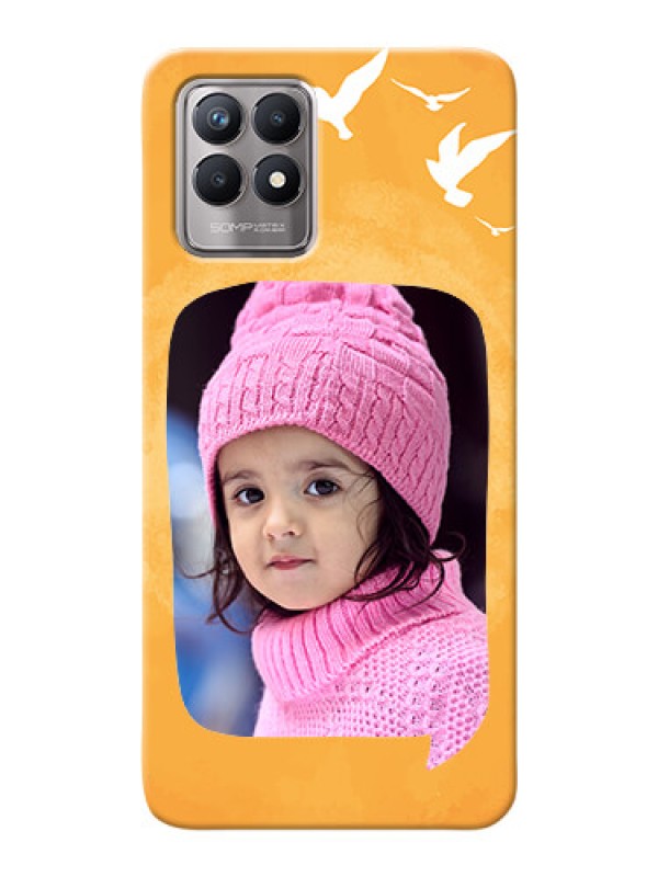 Custom Realme 8i Phone Covers: Water Color Design with Bird Icons