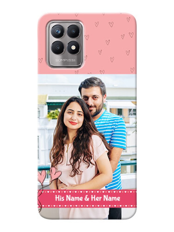 Custom Realme 8i phone back covers: Love Design Peach Color