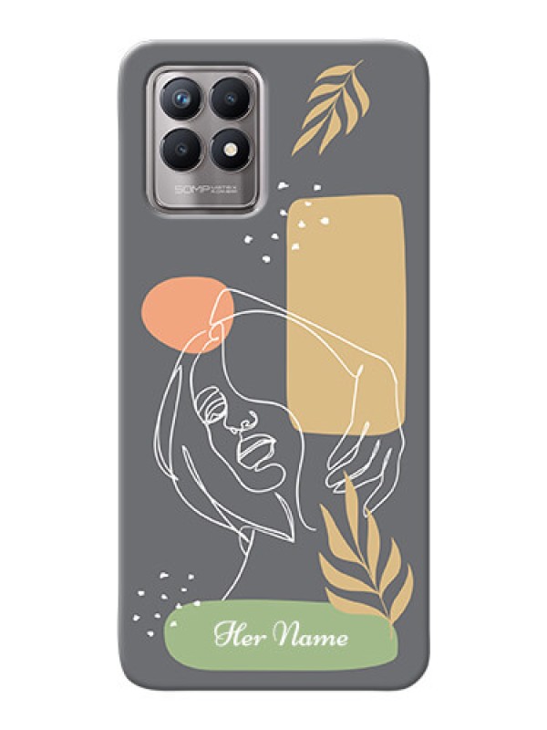 Custom Realme 8I Phone Back Covers: Gazing Woman line art Design