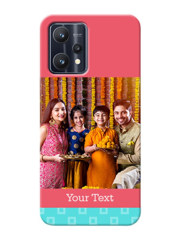 Custom Realme 9 4G Mobile Back Covers: Peach & Blue Color Design