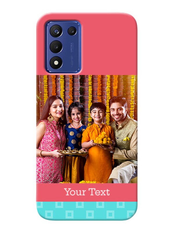 Custom Realme 9 5G Speed Edition Mobile Back Covers: Peach & Blue Color Design