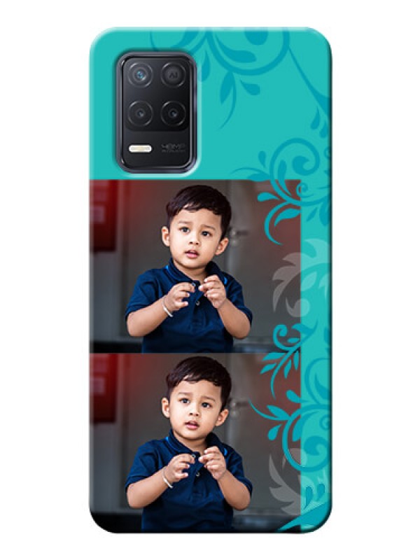 Custom Realme 9 5G Mobile Cases with Photo and Green Floral Design 