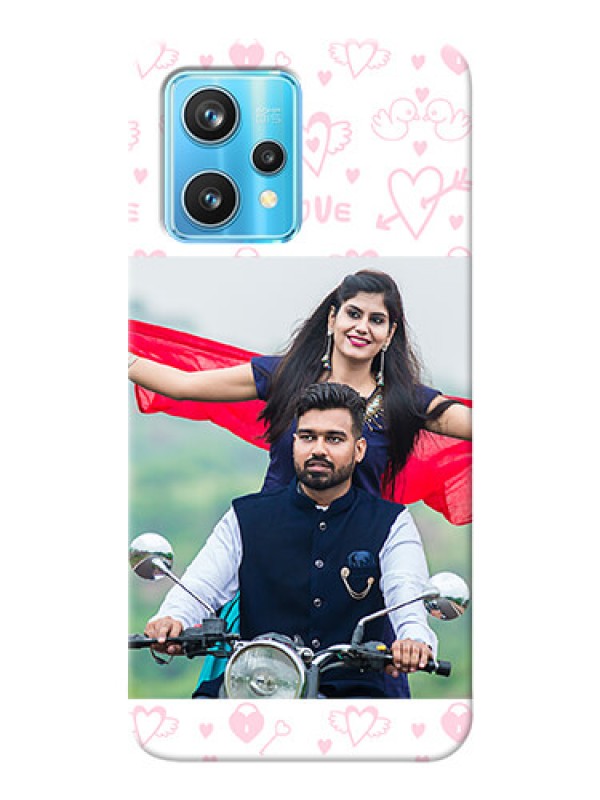 Custom Realme 9 Pro 5G personalized phone covers: Pink Flying Heart Design