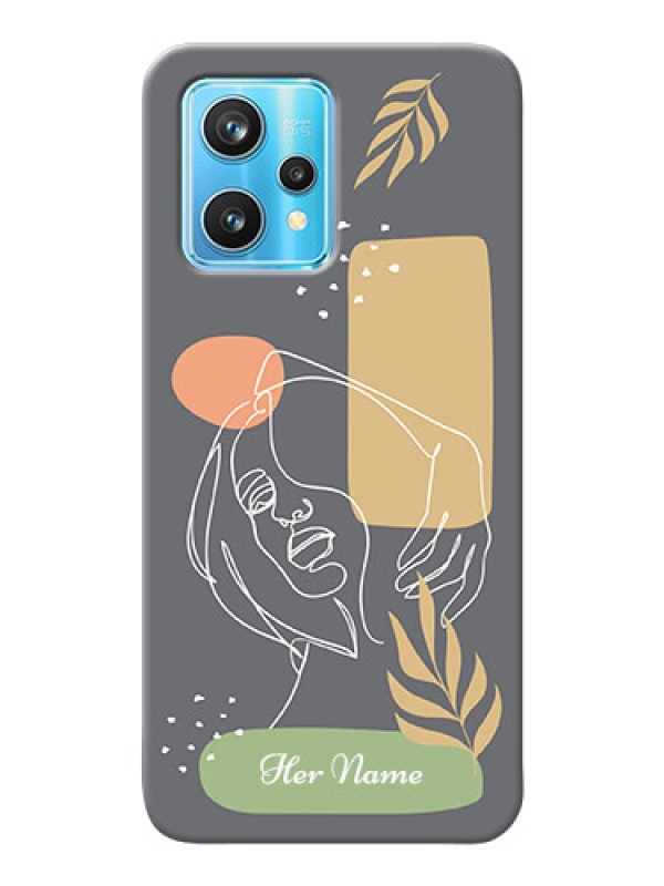 Custom Realme 9 Pro 5G Phone Back Covers: Gazing Woman line art Design