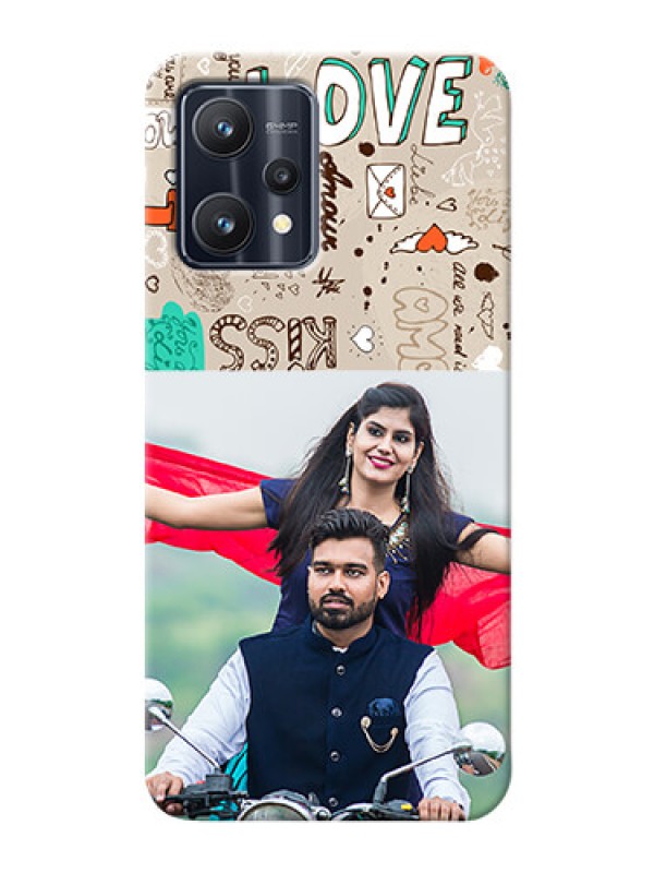 Custom Realme 9 Pro Plus 5G Personalised mobile covers: Love Doodle Pattern 