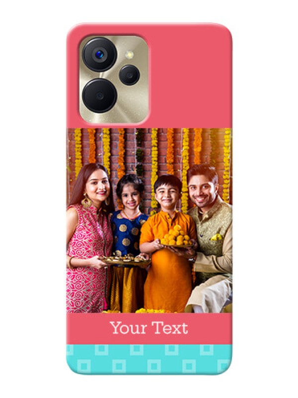 Custom Realme 9i 5G Mobile Back Covers: Peach & Blue Color Design