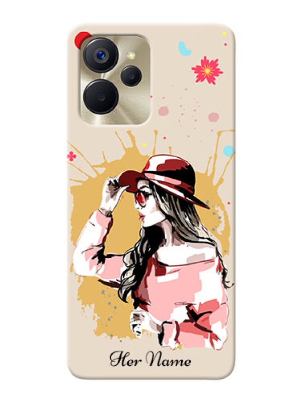 Custom Realme 9I 5G Back Covers: Women with pink hat Design
