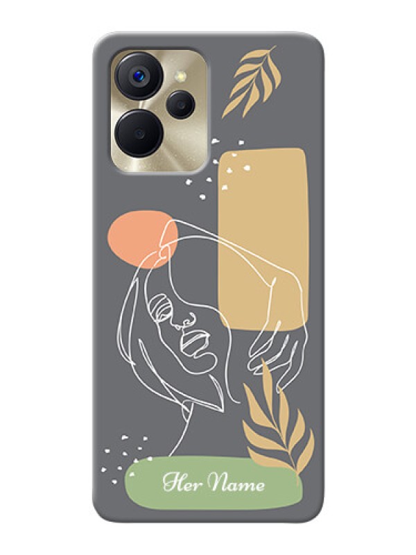 Custom Realme 9I 5G Phone Back Covers: Gazing Woman line art Design